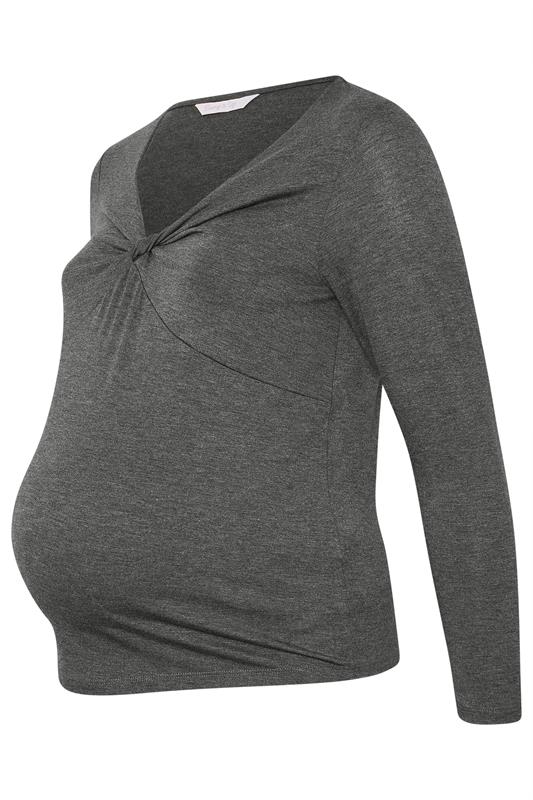 BUMP IT UP MATERNITY Plus Size Charcoal Grey Twist Front Top | Yours Clothing 6