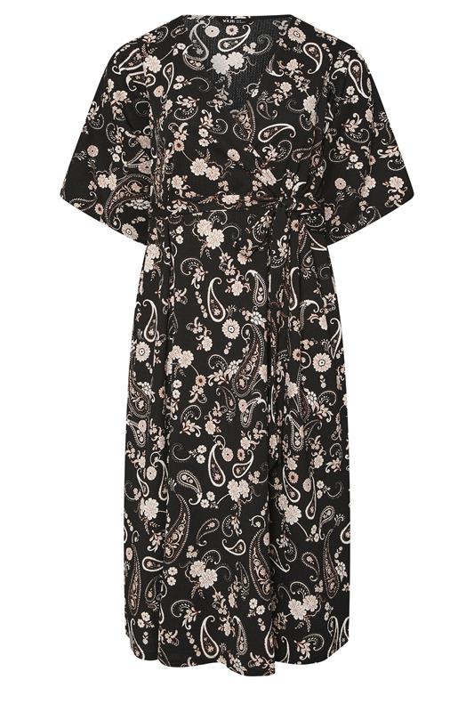 YOURS Plus Size Black Paisley Kimono Sleeve Maxi Wrap Dress | Yours Clothing 5