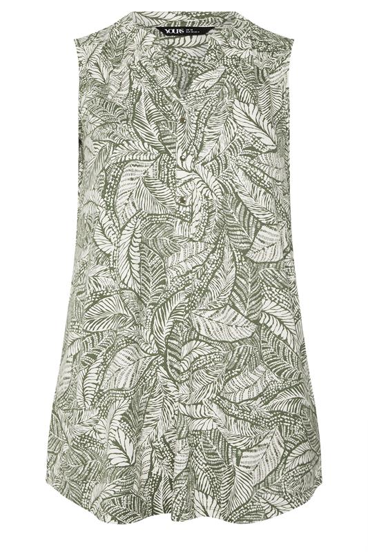 YOURS Plus Size Ivory White Leaf Print Sleeveless Blouse | Yours Clothing 5
