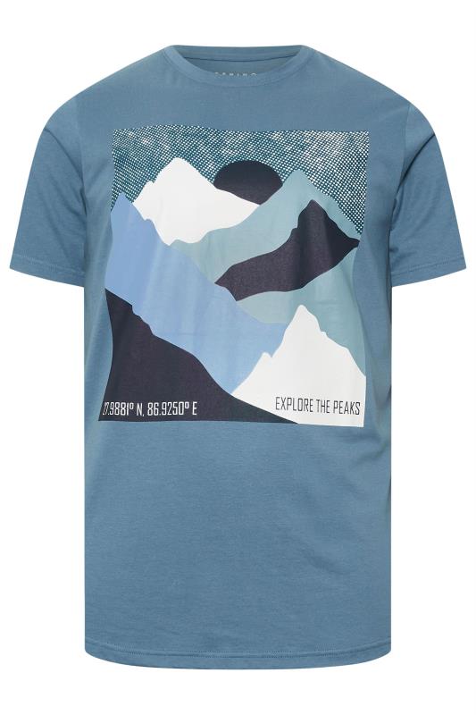 BadRhino Big & Tall Light Blue Abstract Mountain Print T-Shirt 2