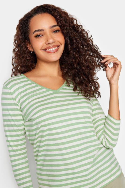 M&Co 2 Pack Green Plain & Stripe V-Neck Cotton T-Shirts | M&Co 6