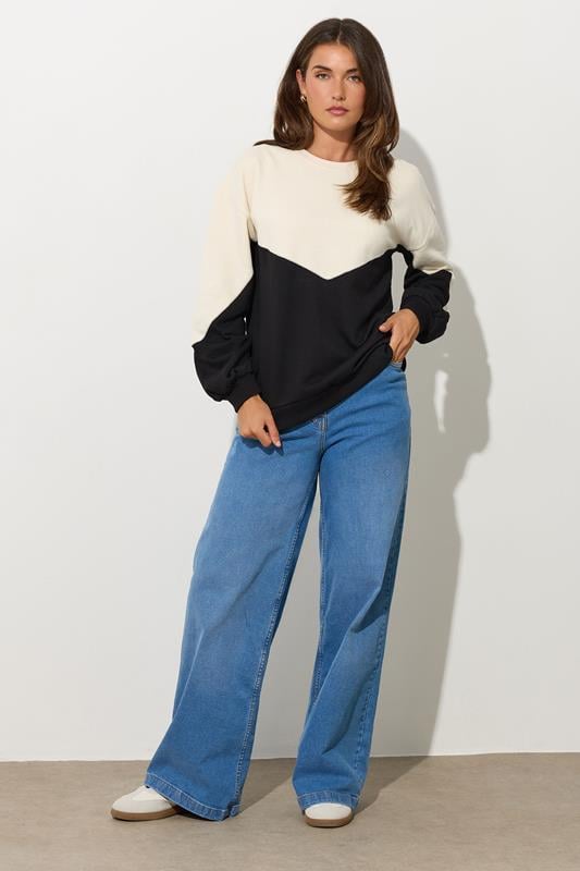 LTS Tall Black Contrast Colour Block Sweatshirt | Long Tall Sally 2