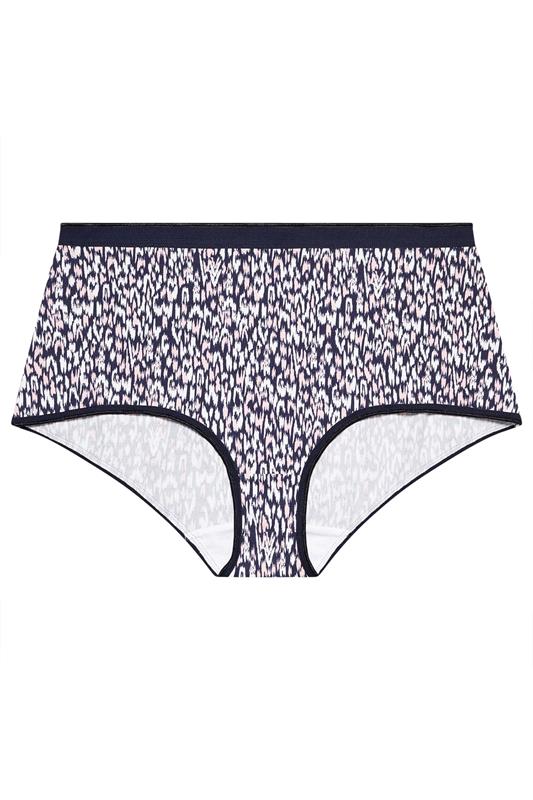 YOURSET 5 PACK Plus Size Navy Blue Leopard Print Full Briefs | Yours Clothing 6