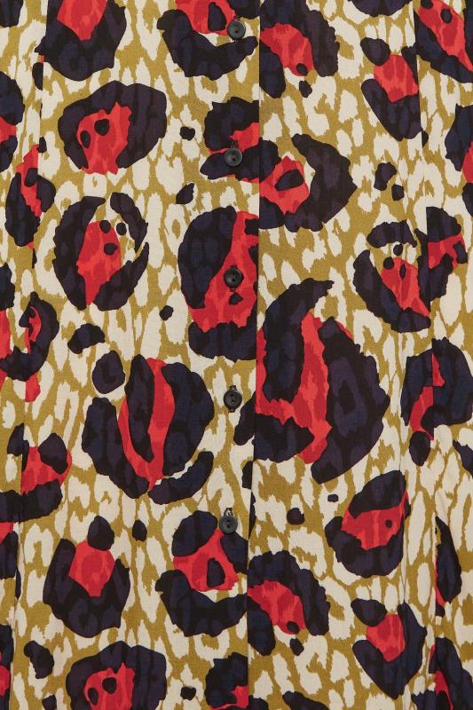M&Co Natural Brown & Red Leopard Print Midi Button Through Tea Dress | M&Co  5