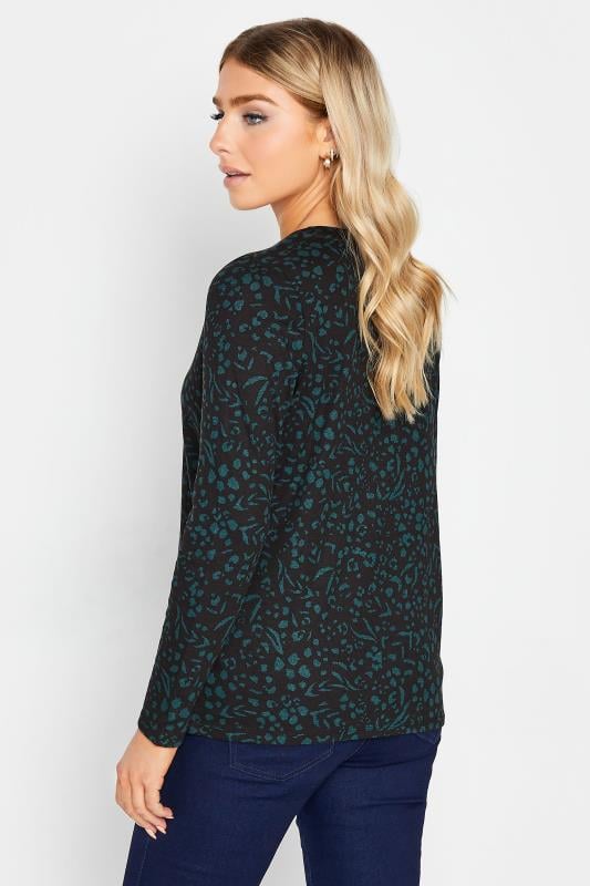 M&Co Green Teal Animal Print Long Sleeve Cotton Top | M&Co 4