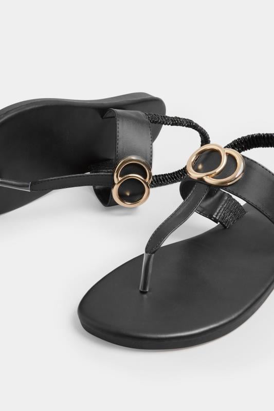 LIMITED COLLECTION Black & Gold Double Ring Sandals In Wide E Fit & Extra Wide EEE Fit 5