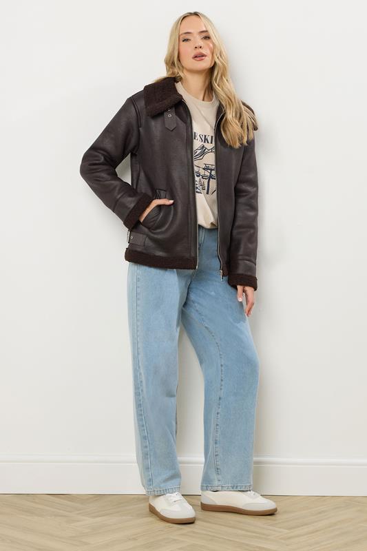 LTS Tall Chocolate Brown Aviator Jacket | Long Tall Sally 4