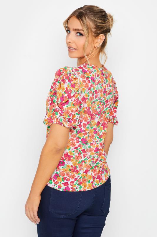 M&Co White & Pink Floral Print Puff Sleeve Blouse | M&Co  3