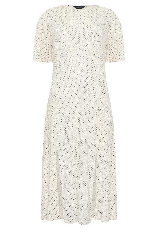 M&Co White Polka Dot Print Angel Sleeve Split Hem Midi Dress | M&Co 6