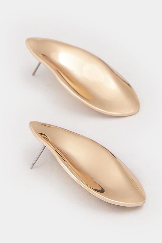 Gold Tone Molten Large Stud Earrings | Yours Clothing 2