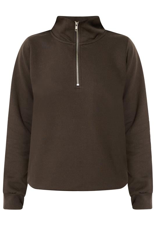 M&Co Petite Chocolate Brown Half Zip Sweatshirt | M&Co 5