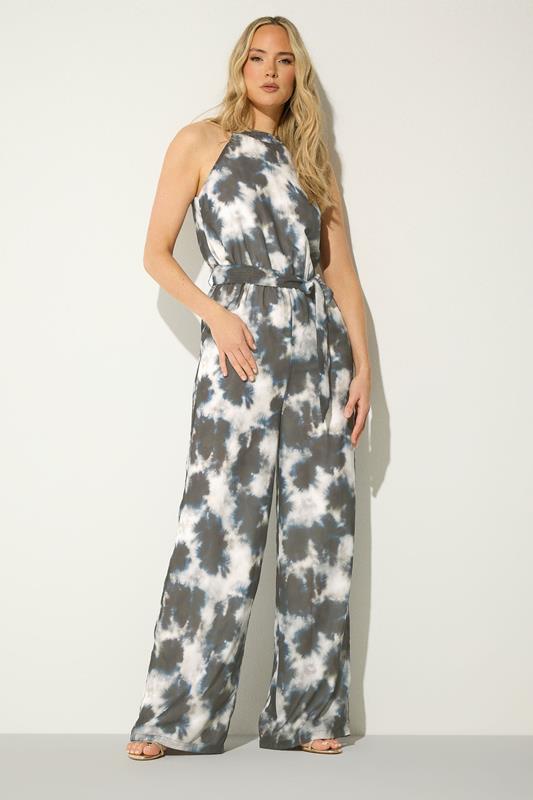 LTS Tall Women's Navy Blue Tie Dye Halterneck Jumpsuit | Long Tall Sally 2