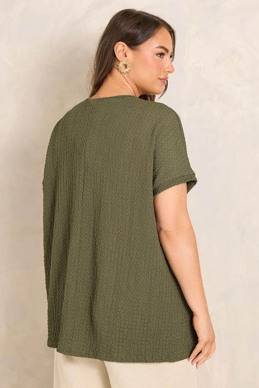 EVANS Plus Size Khaki Green Plisse Pleat Top | Evans 2