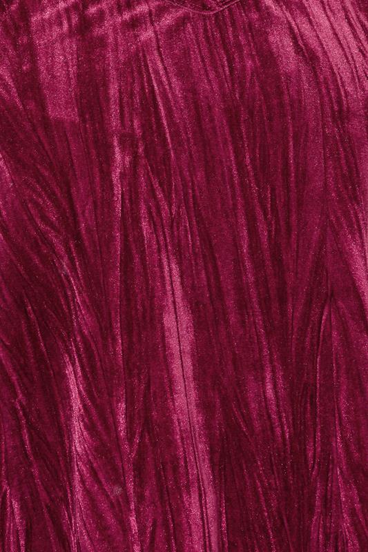 YOURS Plus Size Burgundy Red Crushed Velour Cami Vest Top | Yours Clothing 4