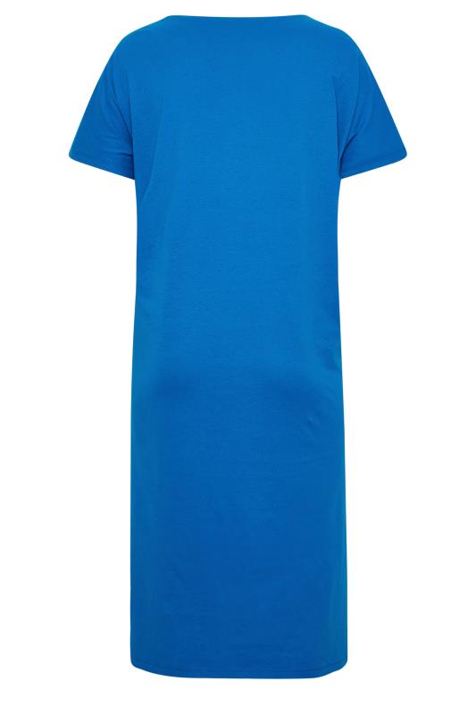 YOURS Plus Size Cobalt Blue Side Split Midaxi T-Shirt Dress | Yours Clothing 7