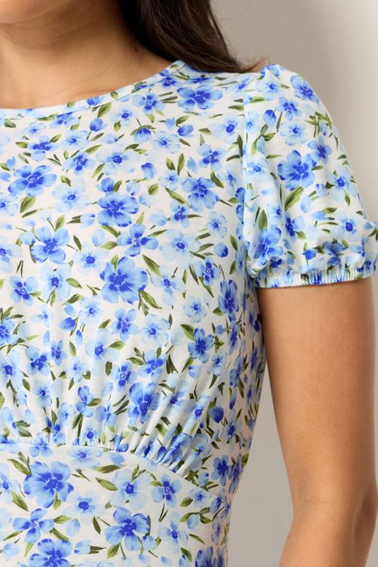 PixieGirl Petite Blue Floral Midi Dress | PixieGirl 4