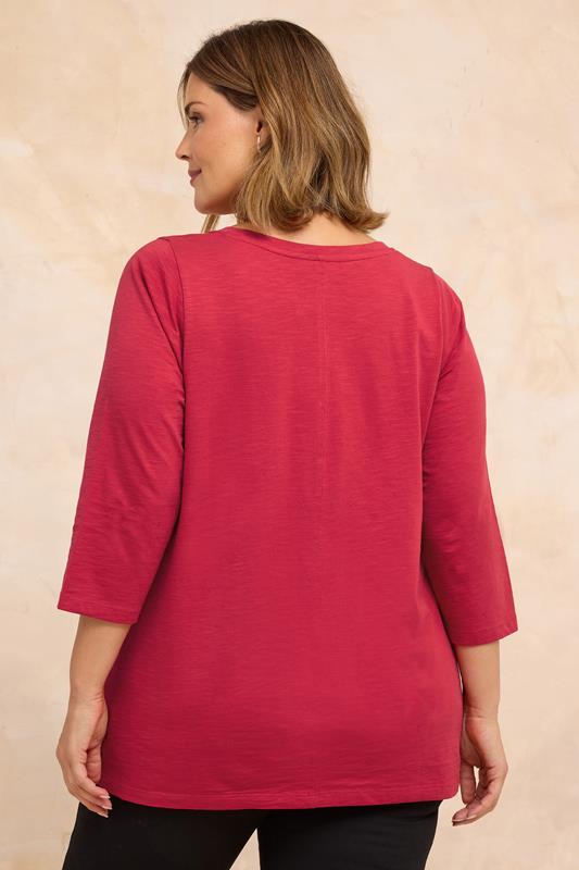 EVANS Plus Size Red V-Neck Cotton Top | Evans 2