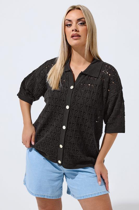 LIMITED COLLECTION Curve Black Crochet Shirt