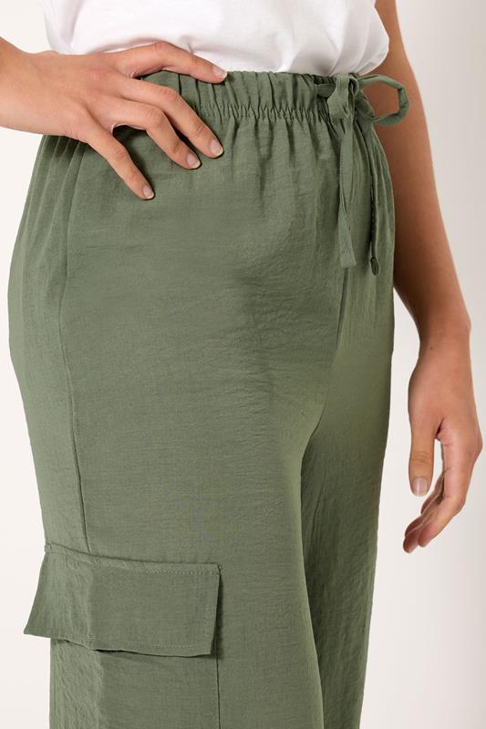 LTS Tall Women's Khaki Green Cargo Crepe Wide Leg Trousers | Long Tall Sally 4