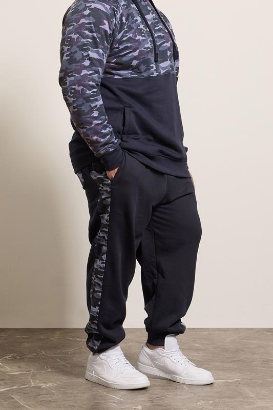 KAM Big & Tall Navy Blue Camo Side Panel Joggers
