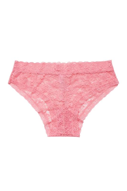 3 PACK Black & Pink Lace Low Rise Brazillian Knickers | Yours Clothing  3