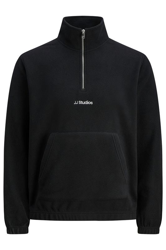 Jack & Jones Big & Tall Black JJ Studio Quarter Zip Fleece | BadRhino 2