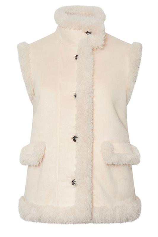 YOURS Plus Size Ivory White Shaggy Faux Fur Gilet | Yours Clothing 6