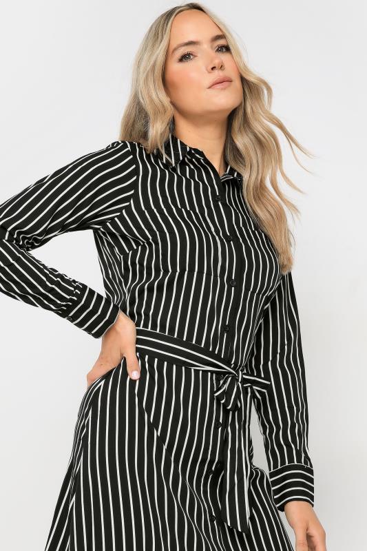 LTS Tall Black Striped Long Sleeve Shirt Dress | Long Tall Sally 1