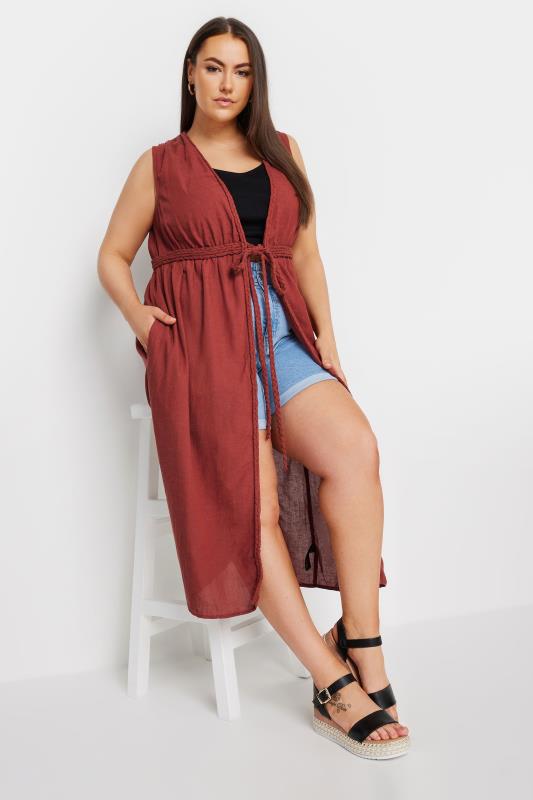 YOURS Plus Size Orange Crinkle Kimono | Yours Clothing 2