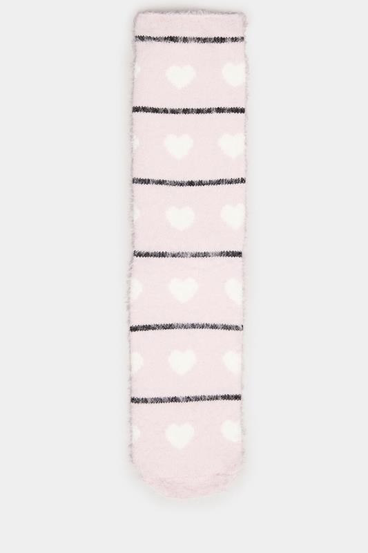 YOURSET 2 PACK Curve White & Pink Teddy Bear Fluffy Bed Socks | Yours Clothing 8