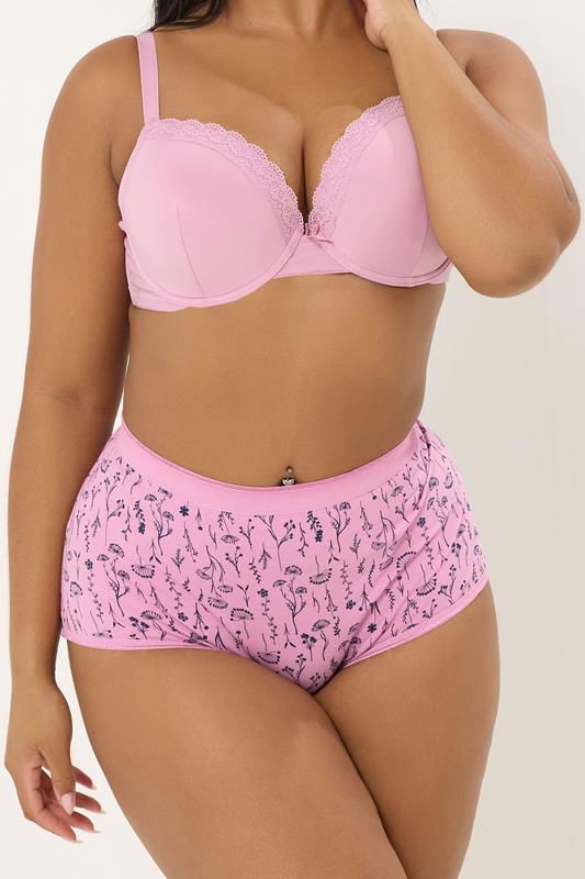 YOURSET 5 PACK Plus Size Pink & Navy Blue Floral Full Briefs | Yours Clothing 2