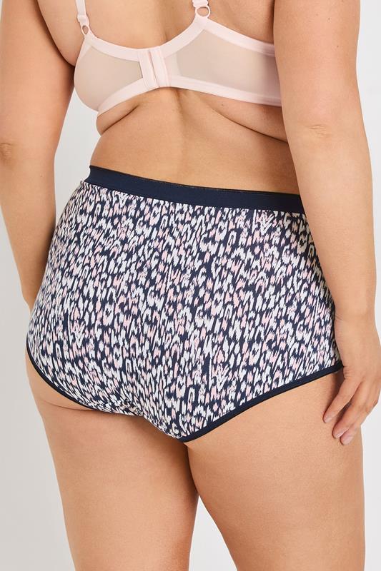 YOURSET 5 PACK Plus Size Navy Blue Leopard Print Full Briefs | Yours Clothing 5