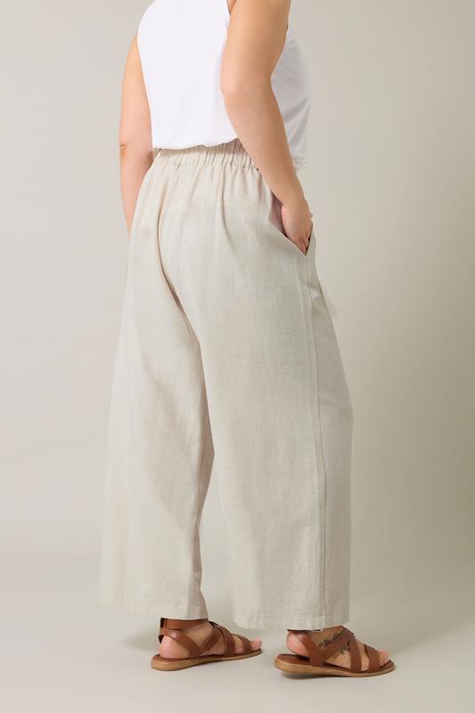 EVANS Plus Size Natural Brown Tailored Linen Trousers | Evans 4