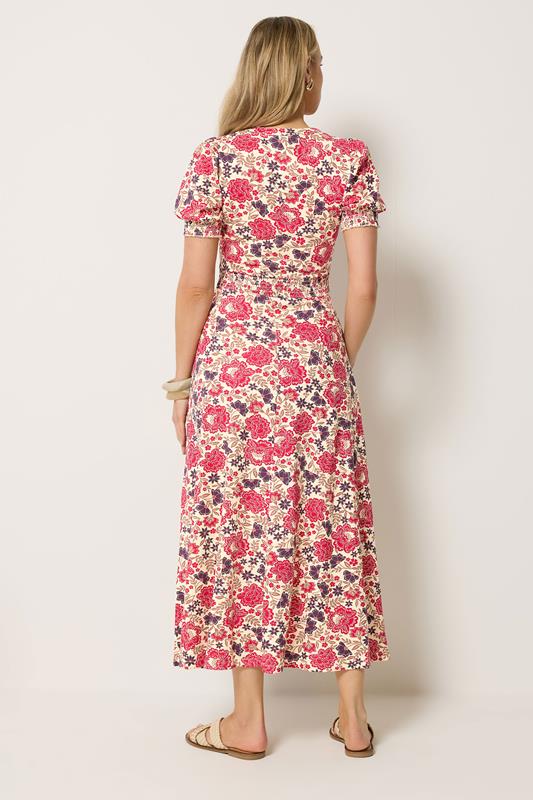 LTS Tall Women's Natural Brown & Pink Floral Cotton Maxi Dress | Long Tall Sally 2