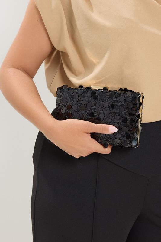 Black Mixed Sequin Clutch Bag