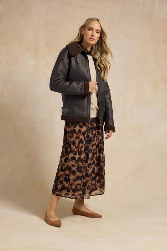 LTS Tall Chocolate Brown Aviator Jacket | Long Tall Sally 1