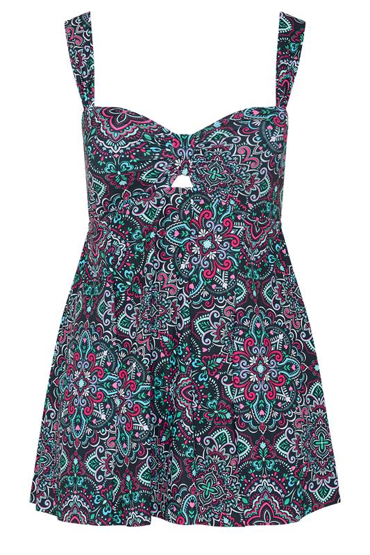 YOURS Plus Size Black Aztec Print Swim Dress | Yours Clothing 6