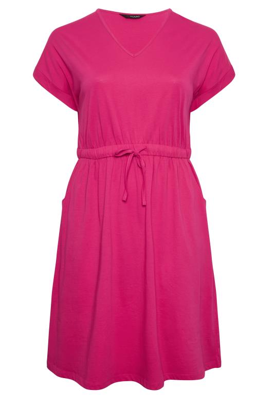 YOURS Plus Size Pink Tie Waist Mini Dress | Yours Clothing  7