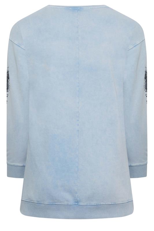 YOURS LUXURY Plus Size Light Blue Acid Wash Sequin Sweatshirt | Yours Clothing  4