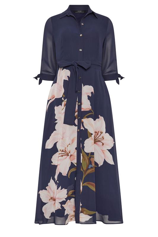 STAR Navy Blue Floral Print Shirt Dress | StarByJM 5