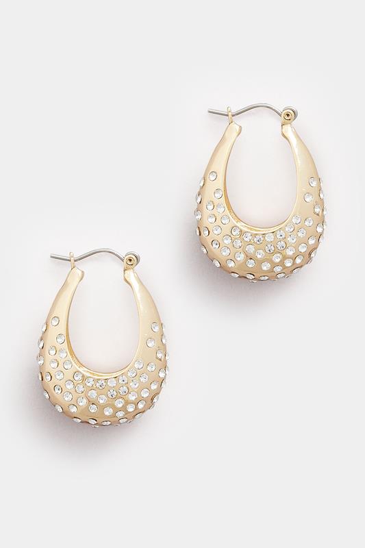 Gold Tone Diamante Hoop Earrings