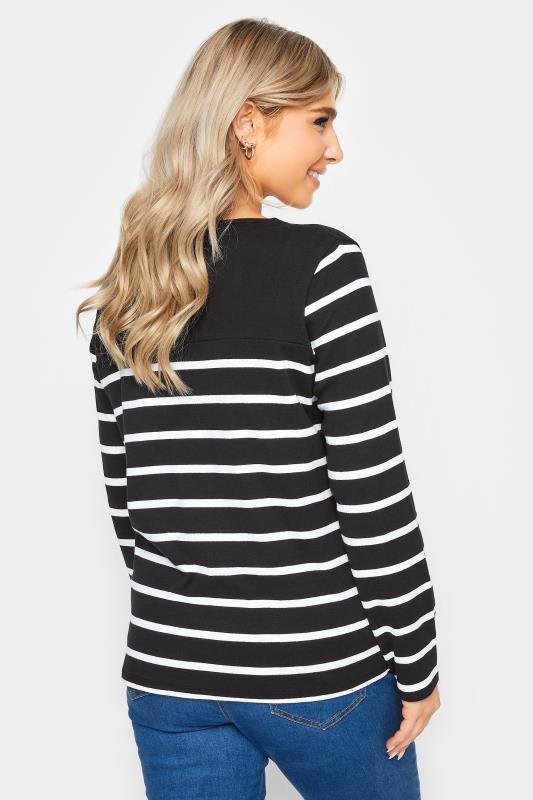 M&Co Black Stripe Print Long Sleeve Cotton T-Shirt | M&Co 3