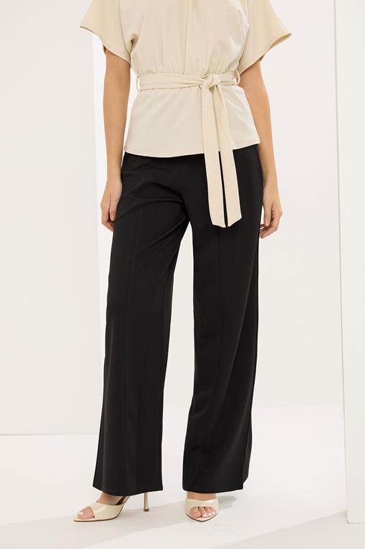 STAR Black Seam Detail Wide Leg Trousers | StarByJM 1