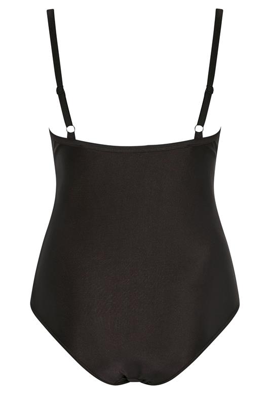 YOURS Plus Size Chocolate Brown Crossover Super Sculpt Swimsuit | Yours Clothing 2