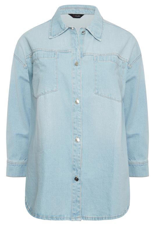 YOURS Plus Size Curve Light Blue Denim Western Style Shacket | Yours Clothing  8