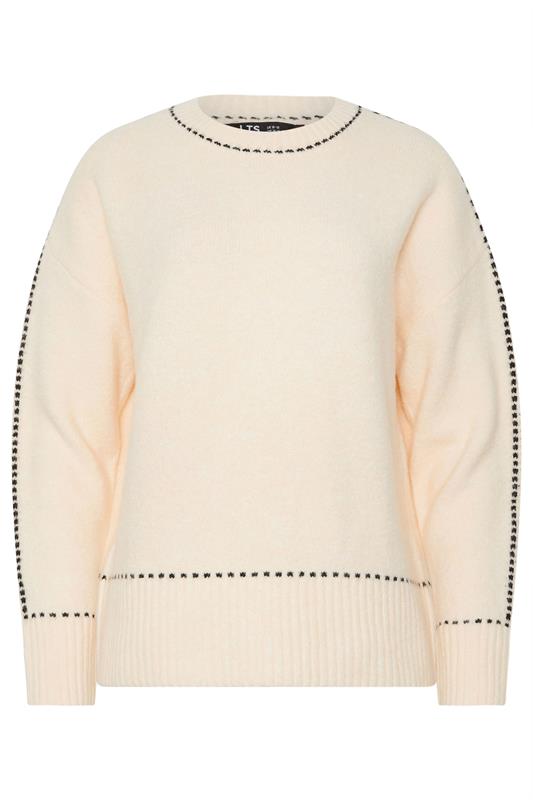 LTS Tall Ivory White Stitch Detail Jumper | Long Tall Sally 5