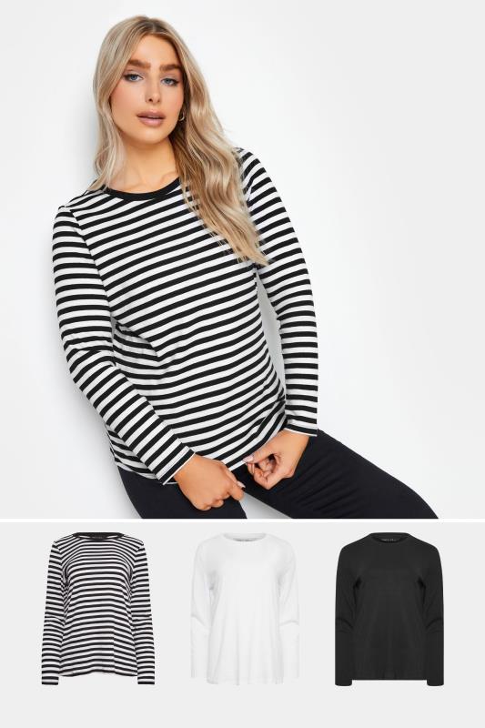 M&Co 3 PACK Black & White Long Sleeve T-Shirts | M&Co 1