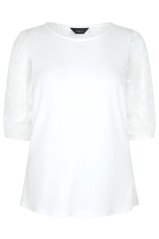 M&Co White Dobby Sleeve Blouse 6