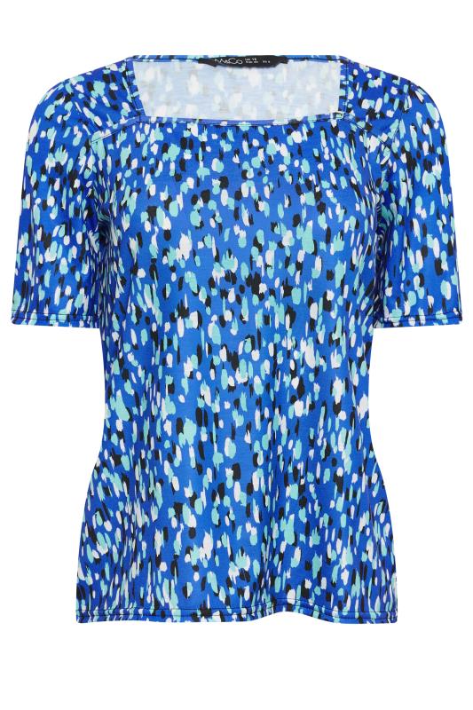 M&Co Blue Abstract Print Square Neck Top | M&Co 6