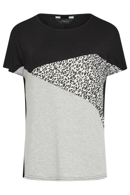 M&Co Black & Grey Leopard Print Colour Block Top | M&Co 6